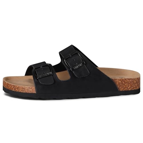 Image of Litfun Unisex Cork Footbed Sandal Summer Slip On Slide Sandals with Adjustable Buckle for Women Men