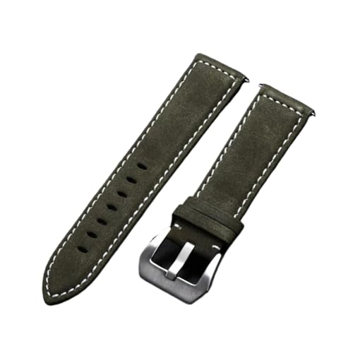 YONGSUN ヴィンテージブラウンレザーストラップ 18mm 20mm 22mm 24mm レディース 交換用腕時計バンド 腕時計ブレスレット ソリッドバックル(Army Green,18mm)