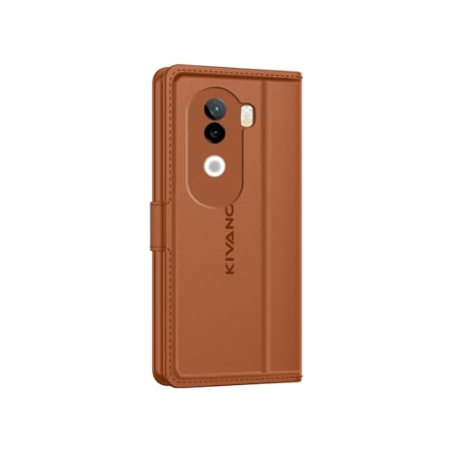 Image of KIVANO LUXE Compatible for Vivo V40e 5G / iQOO Z9s 5G Luxury Handmade Leather Magnetic Flip Folio Case | Card Holder & Kickstand | Slim Protective Cover | Unisex - Brown