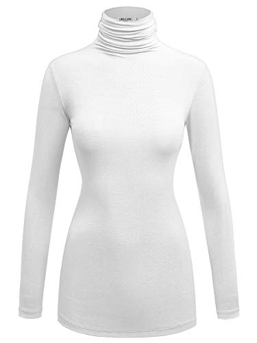 Image of Lock and Love Women's Turtleneck Top Lightweight Long Sleeve Slim Fit Pullover, Soft Rayon Stretch Layering Basic, S-3XL