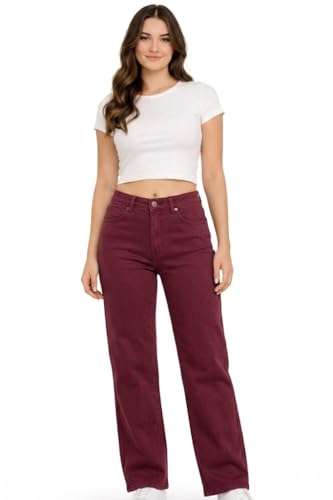 Image of Women Jeans Wide Leg High Waist Straight Fit Casual Pants - Everyday Comfort & Trend Style