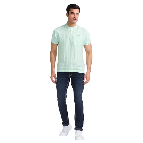 Image of Parx Men's Cotton Blend Dobby Pattern Slim Tapered Fit Flat Front Jeans