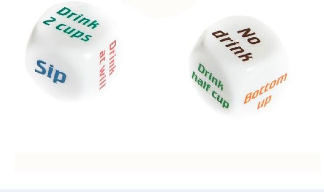 SmartDealsPro Drinking Dice Instructions on each face Fun Party Game Last man Standing Wins (set of 2)
