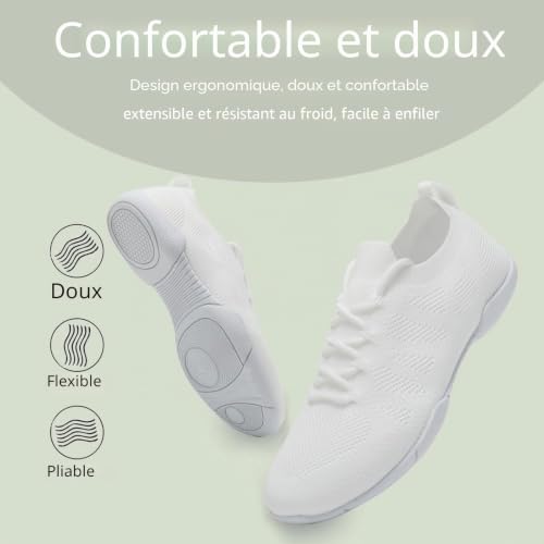 Kvwqoty Baskets de Cheerleading Chaussure Cheer Danse Blanches en Maille 35 – vue 2