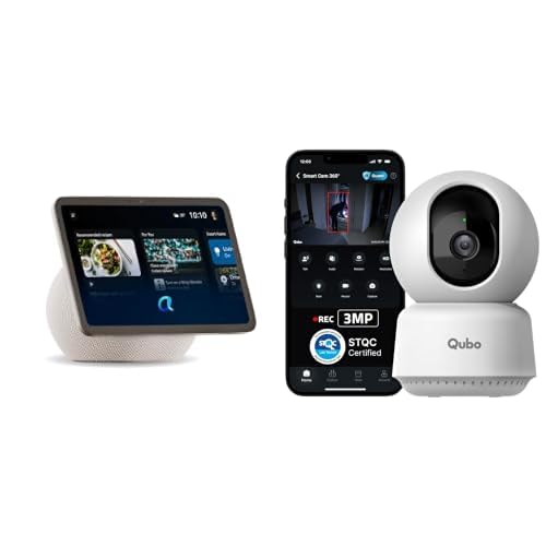 Image of Qubo Smart Cam 360 3MP with Amazon Echo Show 8 (Glacier White) Combo, Save extra
