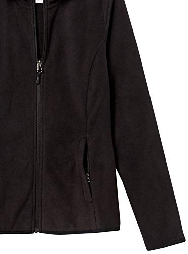 Amazon Essentials Women's Long-Sleeve Hooded Full-Zip Polar Fleece Jacket, Black, Medium