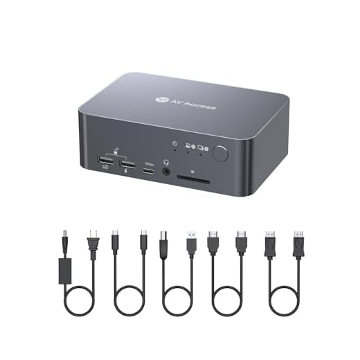 AV Access Docking Station Dual Monitor KVM Switch for Laptop&Desktop,Type-C Charging for Laptop,Ethernet,EDID,with HDMI & DisplayPort,USB-C MST Dual 4K@60Hz, 1080P@240Hz, 2K@144Hz, USB 3.0, Aluminum