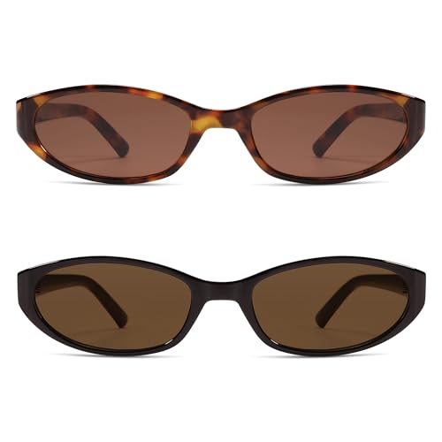 Image of Retro Oval Sunglasses Womens Mens Y2k Trendy Cateye Shades AR82299 | Narrow Round Cute Sunnies,90s 2000s Cool Skinny Frame