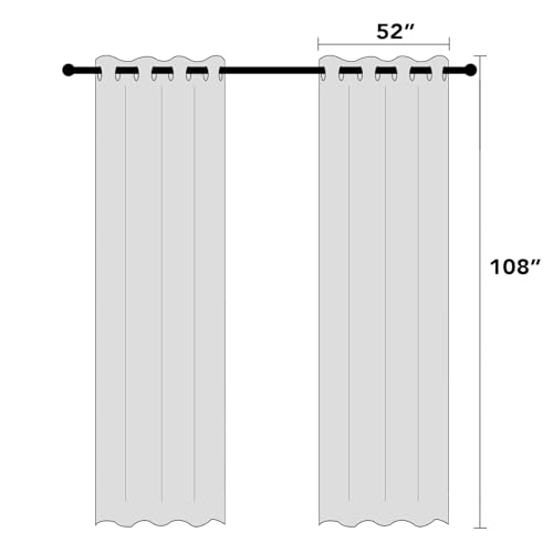 Image of PrinceDeco Blackout Curtains Linen Blended 108 Inch Long Room Darkening Black Out Curtains for Living Room with Natural Slubs & Grayish (Not Solid) Thermal Insulated Grommet 2 Panels - Heathered Dove