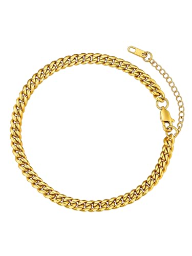 Image of FaithHeart Waterproof Ankle Bracelets for Women, 1 /2 /3Pcs Non Tarnish Stainless Steel Layered Anklet Set Paperclip Figaro Cuban Link Chain Dainty Summer Beach Jewelry Gift Adjustable Size