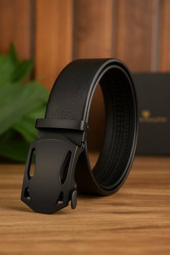 Image of ZEVORA Men's Auto Lock Buckle Leather Belt for Men, Formal /Casual,Autolock 01