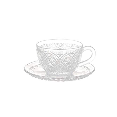 Dulton A615-818CL GLASS CUP & SAUCER FIORE CLEAR Tableware, Glass Cup & Saucer, Fiore, Clear, 5.3 fl oz (160 ml)
