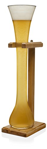 Libbey Craft Brews Half-Yard of Ale Beer Glass with Wood Stand, 32-ounce