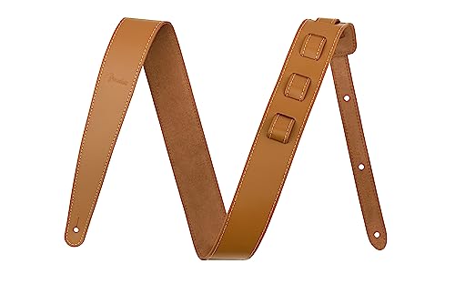 Fender Essentials Economy Leather Guitar Strap, Guitar Accessories, Adjustable from 44.5" to 53", Tan - image 1