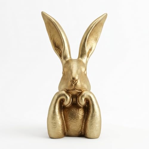 Figura Decorativa Conejo Dorado para Hogar