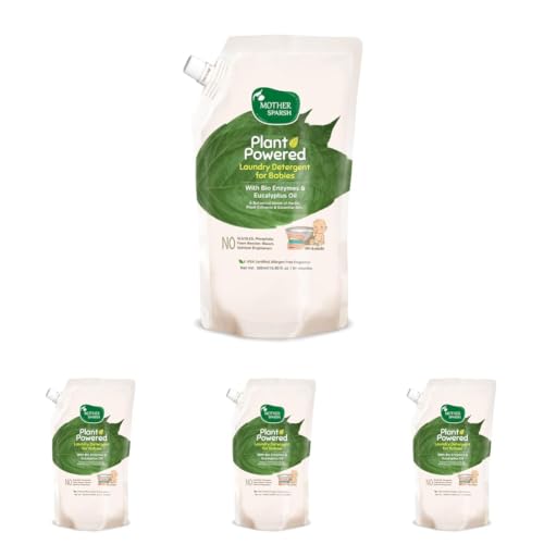Image of Mother Sparsh Baby Laundry Liquid Detergent (Powered by Plants) with Bio - Enzymes and Eucalyptus Oil, Refill Pack (500ml) (Pack of 4)