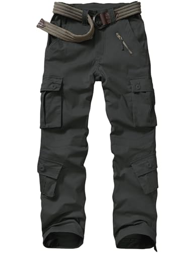 Jessie Kidden Women's Combat Cargo Trousers Camo Camouflage Army Military Tactical Work Pants #2083 Dark Grey-34(14)