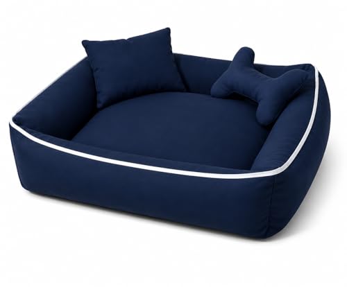 Image of Gorgeous Dog Beds Orthopadic Bed for Labrador, Bulldog, Retriever, Poodle, Large Breed Dog Bed,Blue,(Large)