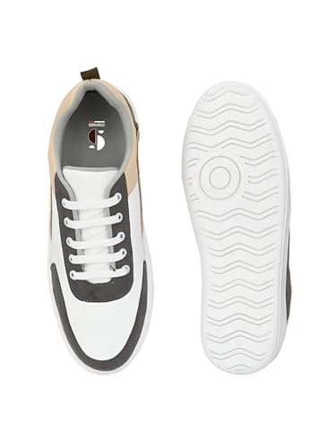 Image of STANPHORD Men Colourblock Chunky Sneakers | Synthetic Lace-Up Sports Casual Shoes | Rubber Sole | Streetwear Walking College Wear (TPBT 8011)