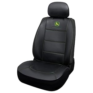Plasticolor 008709R01 John Deere Deluxe Seat Cover Embroidired Logo High Contrast Stitching Premium 3 Piece Sideless Car Truck or SUV Seatcover with Cargo Pocket