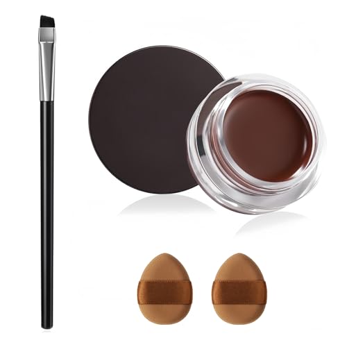 ZWWOGE Gel Eyeliner,In Crema a Lunga Durata Impermeabile, Pigmenti ad Alta Intensità Trucco per Eyeliner a Prova di Sbavature, Waterproof con Pennelli Marrone,con 2 soffi in polvere