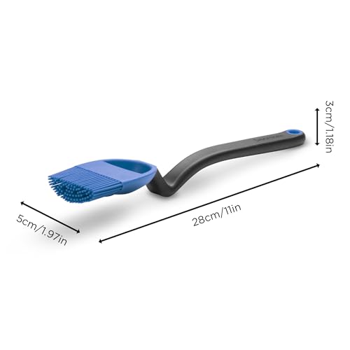 Image of Dreamfarm Brizzle 3-In-1 Flexible Silicone Sit-Up Basting, Drizzle, Scooping Brush with In-Built Sauce Resevoir - Classic Blue
