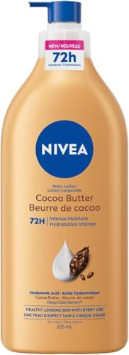 NIVEA - NIVEA Cocoa Butter 72-Hr Moisturizing Body Lotion for Dry Skin, Body Moisturizer with Hyaluronic Acid and Cocoa Butter, Non-Greasy and Quick-Absorbing, 625 mL Bottle