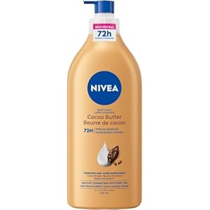 NIVEA Cocoa Butter 72-Hr Moisturizing Body Lotion for Dry Skin, Body Moisturizer with Hyaluronic Acid and Cocoa Butter, Non-Greasy and Quick-Absorbing, 625 mL Bottle