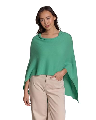 Cashmere -100% Cashmere Draped Dress Topper Poncho (Kelly/Green)