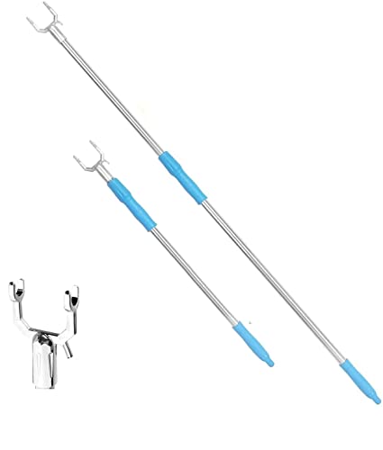 BEEY Retractable Reach Sticks Long Pole with Hook 55" Adjustable Telescoping Long Reach Closet Pole Extend Reaching Pole for High Area, Shelf, Closet
