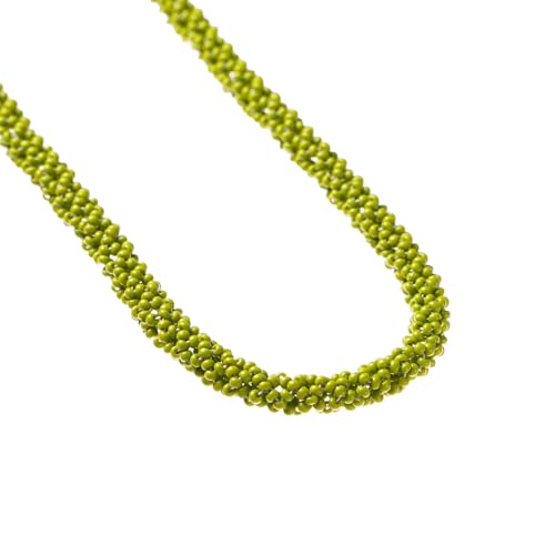 GÚROS HANDMADE Beads Necklace for Women, Boho Beaded Necklace, Handcrafted Seed Bead Jewelry, Adjustable Length, Chic and Stylish, Perfect for Any Occasion. (Lime Green)