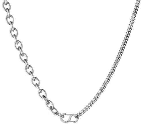 WangGao Stainless Steel S Type Shape Buckle Clasp Necklace Layered Chunky Chain Snap Hook Hand Jewelry for Men Women