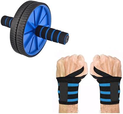 LIVOX Abs Roller with Thumb Loop Wrist Wraps Pair for Weightlifting (Fitness combo) home workout Home Gym Kit-picture-18