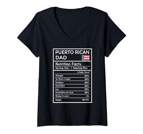 Puerto rican Dad Geschenk – Lustige Nährwertangaben – Vatertag T-Shirt mit V-Ausschnitt