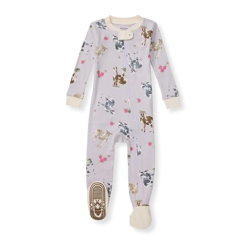 Image of Burt's Bees Baby Girls' Snug Fit One-Piece Footed Non-Slip Sleeper Pajamas