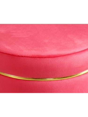 Image of Pouffes Sitting Stool for Living Room, Puffy Wooden Ottoman | Round Pouffe for Living Room & Bedroom | Pouf for Office & Home Decoration & Modern Seating Stool (Cmbo-BabyPink)
