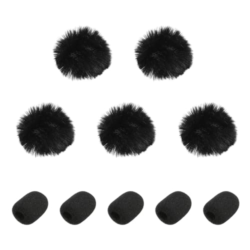 sourcing map Microphone Cover Mini Furry Windscreen Foam Mic Sponge 5mm with Black Cap for 0.5 to 1.2mm Microphone 1 Set