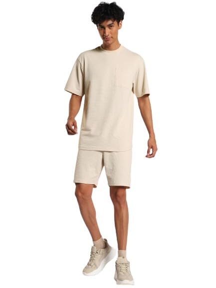 Image of NOBERO Men Cotton Blend Solid Co-ord Sets