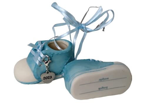 Baby Boy Shoe Personalized Ornament Babys First Christmas Ornament 2023 Blue Booties For New Parents, Birth, Baby Shower, Babys First Christmas Ornament 2023 Can Be Personalized - With Gift Box #TOP7
