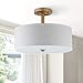 SAFAVIEH Lighting Collection Clara Gold 16-inch Diameter Semi Flush Mount Ceiling Light Fixture (LED Bulbs Included)
