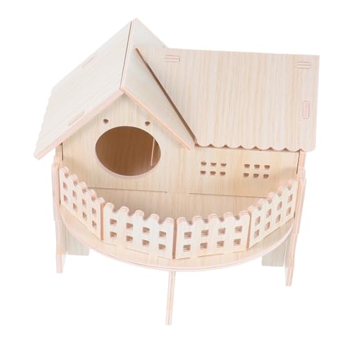 BESPORTBLE 木製ハムスターハウス おもちゃ 二重設計 リスハウス キャビンハウス 天然木素材 透明窓付き 掃除しやすい 取り外し可能構造