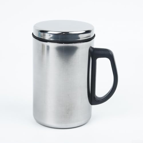 Taza de café aislada funcional en acero inoxidable para uso diario en casa o trabajo (350 ml)