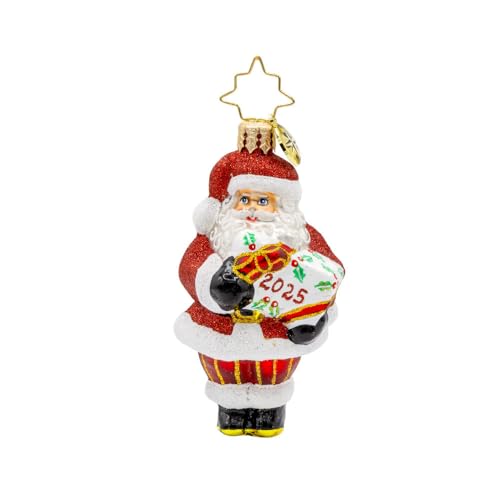 Christopher Radko Hand-Crafted European Glass Christmas Tree Decorative Ornament, Santa's 2025 Gem