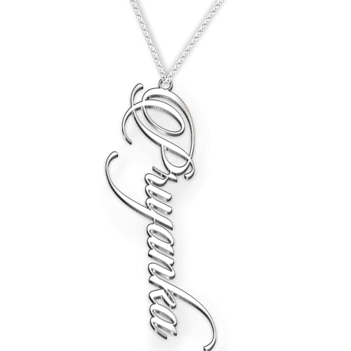 Image of Priyanka Cursive Gold & Silver Name Pendant Necklace, Best Jewelry Gift for Girls.