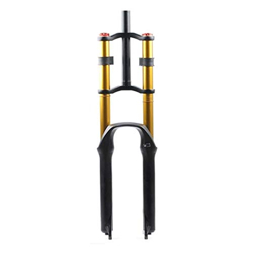 LHHL Air Fourche Suspension pour Vélo 26/27.5/29' VTT Double Épaule Une Descente Descente Rappel Amortisseur Voyage 130mm Amortissement Frein Disque QR DH/AM/FR (Color : B-Gold, Size : 27.5in)