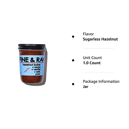 Fine & Raw Sugarless Chocolate Hazelnut Butter Spread 8 Ounce – Clean Ingredients, Vegan, Keto Friendly, Organic Chocolate Hazelnut Spread (Sugarless Hazelnut) #TOP4