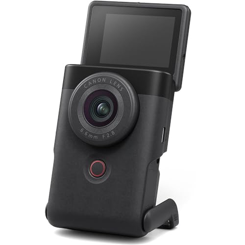 Image of Canon PowerShot V10 Vlog Camera - Compact 4K Vlogging Camera with Built-in Stand, Mics & Flip Screen (Black) (5947C002) + Shoulder Bag + 64GB Memory Card