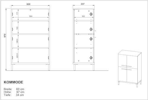 Cómoda de pasillo Germania GW-Yonkers mueble estrecho para un recibidor organizado 4