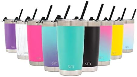 Simple Modern 20oz Cruiser Tumbler with Straw & Closing Lid Travel Mug - Gift Double Wall Vacuum Insulated - 18/8 Stainless Steel Water Bottle -Caribbean