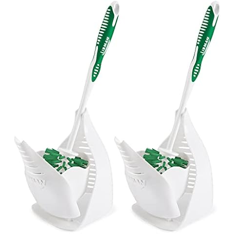 Libman Designer Bowl Brush and Caddy - 2 Pack - Toilet Brush and Holder Set, Non-Scratch, Bathroom Brush, Hygenic Caddy with Drying Slits Cover